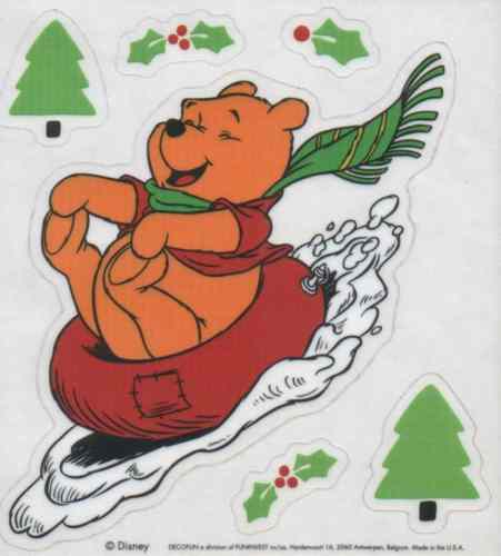 Καρτέλα 14,5*21,5 εκατοστών με Χριστουγεννιάτικα αυτοκόλλητα ο Γουίνι σε έλκηθρο
